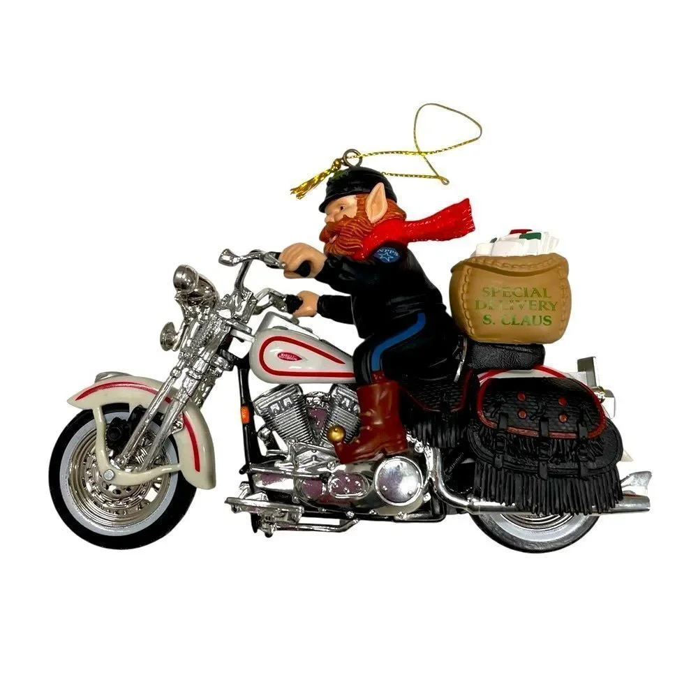 HARLEY DAVIDSON Santa Claus Motorcycle Ornament - Red and Silver